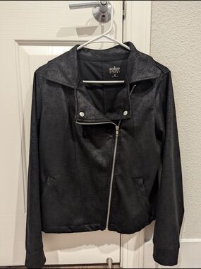 New York & Company Black Faux Suede Moto Jacket